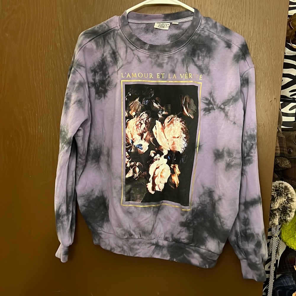 Purple tie dye crew neck